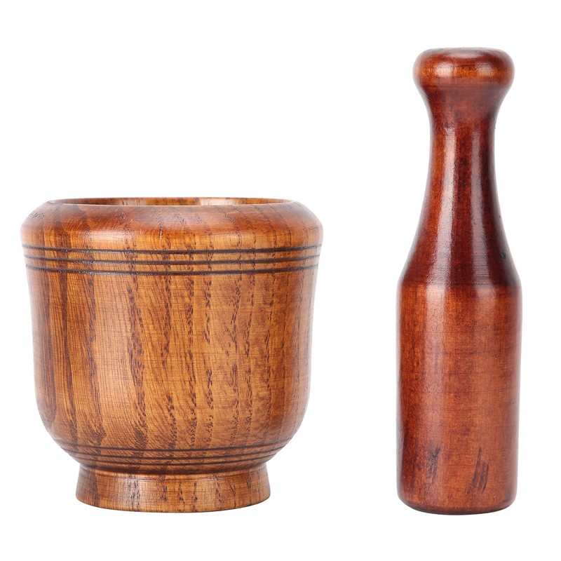 Wooden Grinding Bowl Household Kitchen Manual Garlic Ginger Spices Grinder