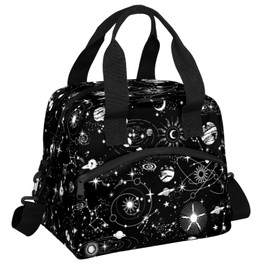 Lunch Bag for Kids Women Men - Reusable Lunch Box with Shoulder Strap, Insulated Meal Tote Bag Leakproof Cooler Bag for Work School Office Picnic, Universe Planet Galaxy