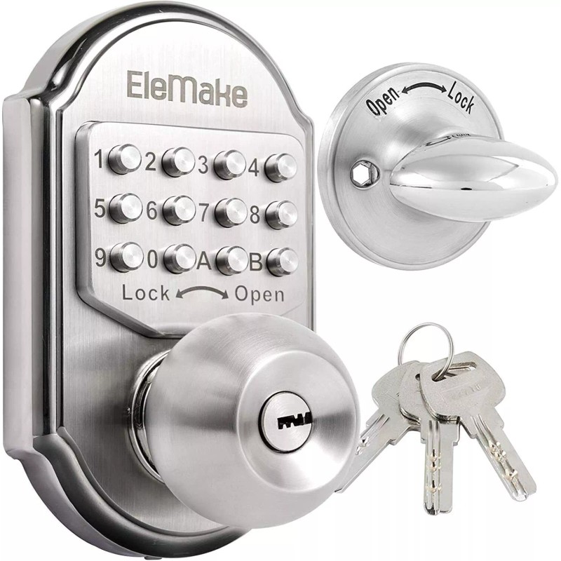 EleMake Keyless Deadbolt Lock Smart Lock Front Door Keypad Knob