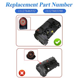 KPALAG Tapa de válvula PCV con membrana para motor MINI Cooper S N18 1.6L R55 R56 R57 R58 R59 R60 R61 2010-2016 Reemplaza #: 11127646552 11127603390