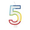Unique Vibrant Rainbow Border Number 5" Birthday Candle - Multicolored