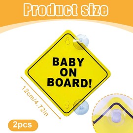 XPEX Pack of 2 Baby On Board Stickers Car Warning Signs Safety Car Sign with Double Suction Cups Baby in Car Sticker for Car Window Reusable
