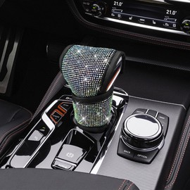 Tecledsn Bling Bling Auto Gear Shift Knob Cover, Car Shifter Cover, Shift Gear Cover with Crystal Glitter Bling Rhinestones, Interior Accessories Car Knob Gear Stick Protector for Cars (AB)