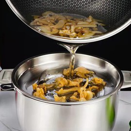 Large Capacity Oil Strainer Oil Pot, 18-8 Stainless Steel Oil Can, Large Diameter Design, Deep Type, Oil Strainer, Filter Residues, Cookware (2.8L)