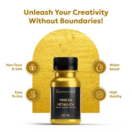 GRANOTONE Acrylic Venezia Metallic Gold Paint 1.69 fl oz Shimmering Non Fading 50 ml Colour Rich Pigments Non Toxic for Kids Artists and Beginners Made in India