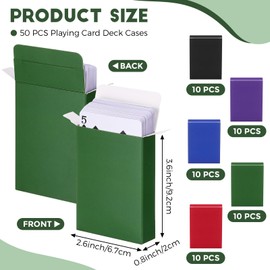 Jexine 50 Pieces Playing Card Box Empty Playing Case Card Holder Organize Storage Board Game Box Fits Baseball Trading (Red, Blue, Green, Black, Purple)