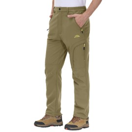 MAGCOMSEN Softshell Pants Men Snow Pants Men Ski Pants Work Pants Snowboard Pants Hiking Pants Rain Pants Waterproof Pants Winter Pants Skiing Pants Khaki
