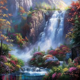 Acudotr Waterfall Diamond Painting Adult Set, 5D Diamond Painting Kits Pictures for Adults, DIY Diamond Painting Diamond Art Kits Set for Wall Decoration, 30 x 30 cm