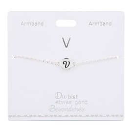 Silver plated name bracelet with the letter "V"