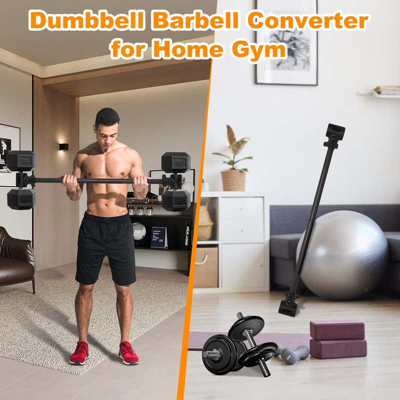 Dumbbell Barbell Converter Bar, Adjustable Weight Dumbbell to Barbell Converter,