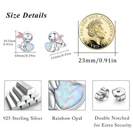 Opal Earrings for Women 925 Sterling Silver Starfish/Heart/Turtle/Butterfly/Rabbit/Mushroom/Earrings Stud Earrings Animal Earrings Beach Starfish Jewellery for Women Girls Children, Sterling Silver,