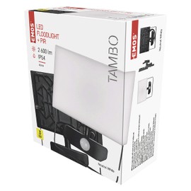 EMOS - Tambo LED spotlight with motion sensor - ultra-thin aluminium floodlight - waterproof - neutral white (4000 K) - 2 600 lm - 30.5 W - 25,000 hours - beam angle 120° - for outdoor use