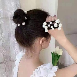 Coollooda Hair Rubber Pearl Stylish Set of 3 Black Hair Accessories Hair Arrangement Hair Rubber Black