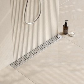 Neodrain 24 Inch Rectangular Linear Shower Drain with Brick Pattern Grate, Brushed 304 Stainless Steel Bathroom Floor Drain, Shower Floor Drain & Hair Strainer, CUPC Certified