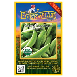 Everwilde Farms - 75 Organic Sugar Daddy Pea Seeds - Gold Vault Packet