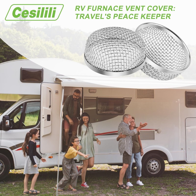 Cesilili 2PCS RV Furnace Vent Screen with Premium Stainless Steel,