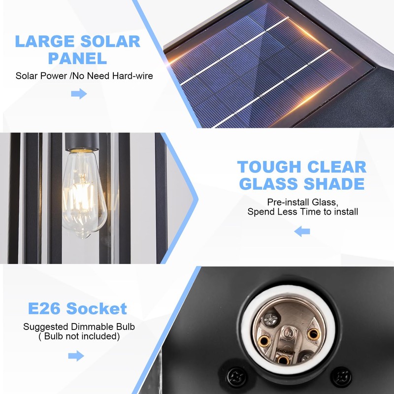 SCNYCUL Solar Lamp Post Lights for Outdoor with Pier Mount