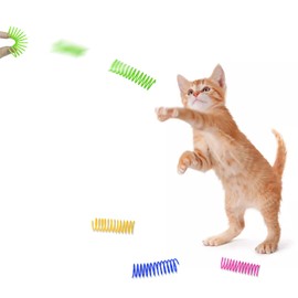 WishLotus Cat Toys for Indoor Cats Interactive 3.34in 4 Colors Cat Spring Toy, 8pc Big Springs Set Lightweight Durable High Elasticity Cat Spiral Springs for Cats to Swat, Hunt to Kill Time (8pcs)