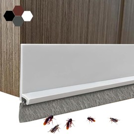 lafo Door Sweep for Bottom of Door, Under Door Draft Stopper for Bottom of Door with Brush, Self Adhesive Weather Stripping, Door Seal Dust/Noise/Hot or Cold Air Insulation (White, 39" L/2" W)