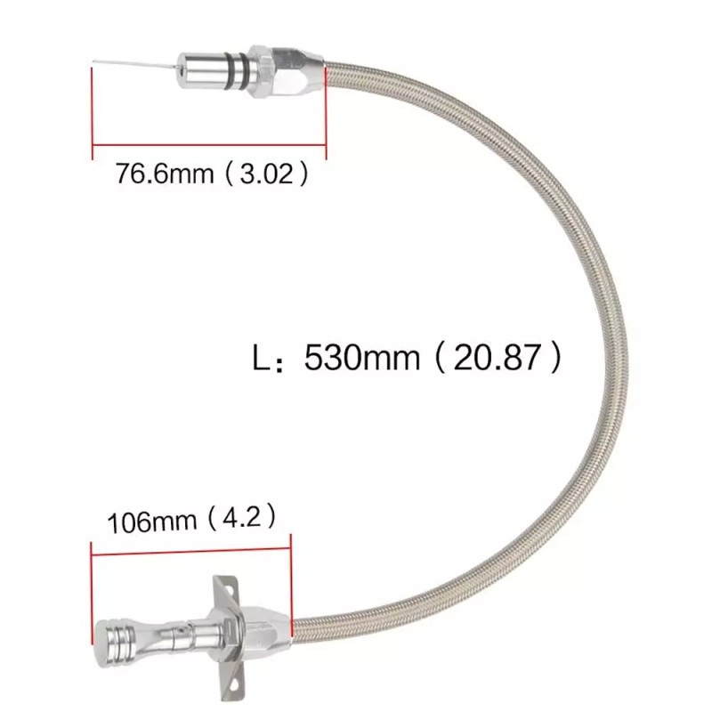doubl_2542 Ford C4 Flexible Chrome Stainless Braided Transmission Dipstick Automatic