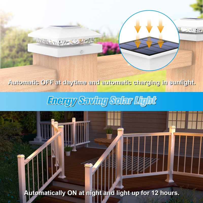 VOLISUN 4x4 Solar Post Cap Light 16pack,Solar Fence - Post