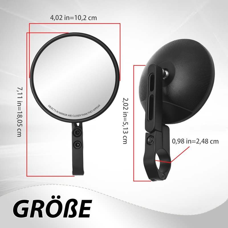 MospdyGear 1 Pair Motorcycle Mirrors 360° Adjustable Handlebar Mirrors Compatible