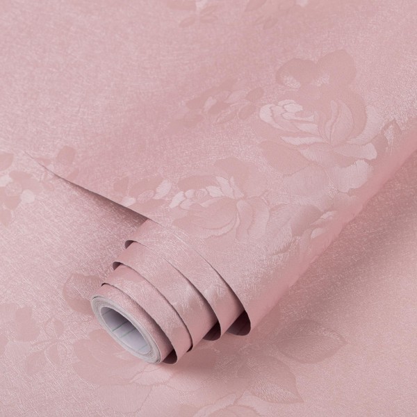 TANONE Pink Peel and Stick Wallpaper 17.7" X 394" Pink