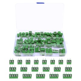 AYWHP PCB Screw Terminal Block Set, 5 mm Pitch Green 2 Pin / 3 Pin / 4 Pin 300 V 16 A Soldering Terminal Block Compatible with Arduino DIY Electronics Projects (80 x 2 Pin, 15 x 3 Pin, 5 x 4 Pin)