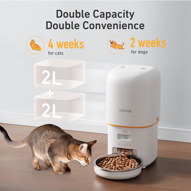 Automatic Cat Feeder - 4L Timed Auto Pet Feeder for