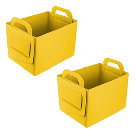 Hovom 2PCS Car Trunk Organizer, Foldable Trunk Organizer for SUV, Collapsible Felt Vehicle Organizers and Storage Box, Universal Felt Storage Basket, Travel Essentials, Car Accessories (Yellow)