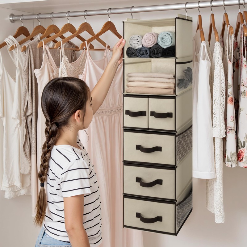 GRANNY SAYS Hanging Closet Organizers and Storage 6 Shelves, Closet
