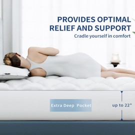 Sunflower Twin XL Mattress Pad, Hypoallergenic Cotton Mattress Cover College Dorm, 18-22" Extra Deep Pocket Quilted Protector, Breathable&Noiseless