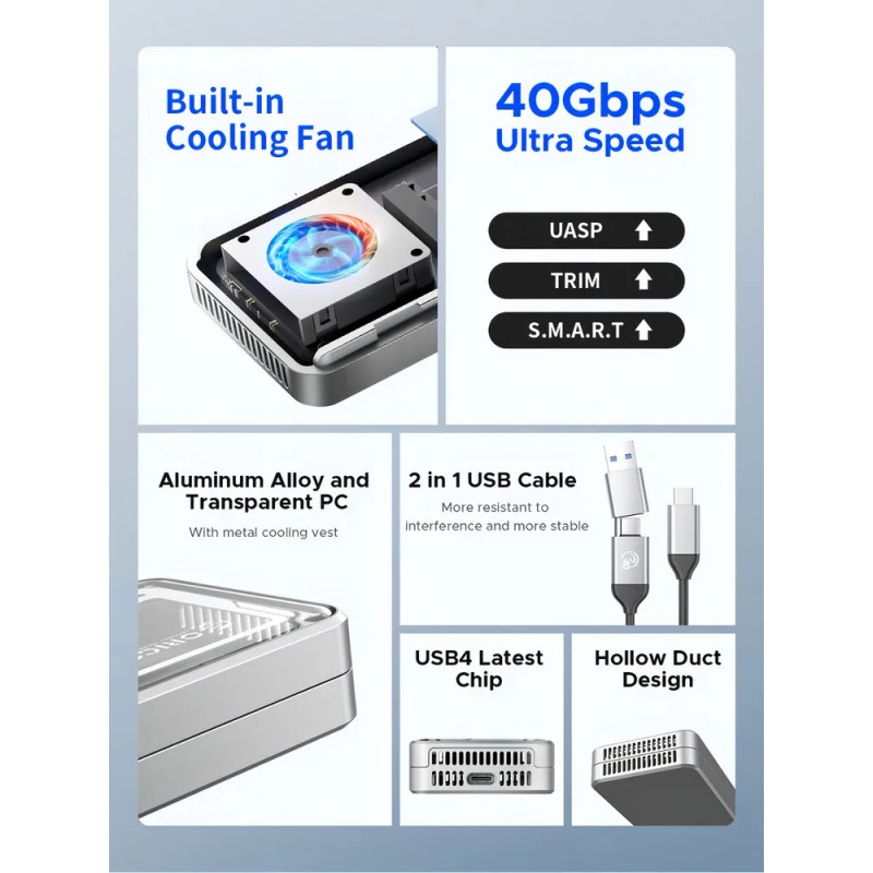 Orico Case Disco Duro M.2 Nvme Usb4 40gbps Ssd Gabinete