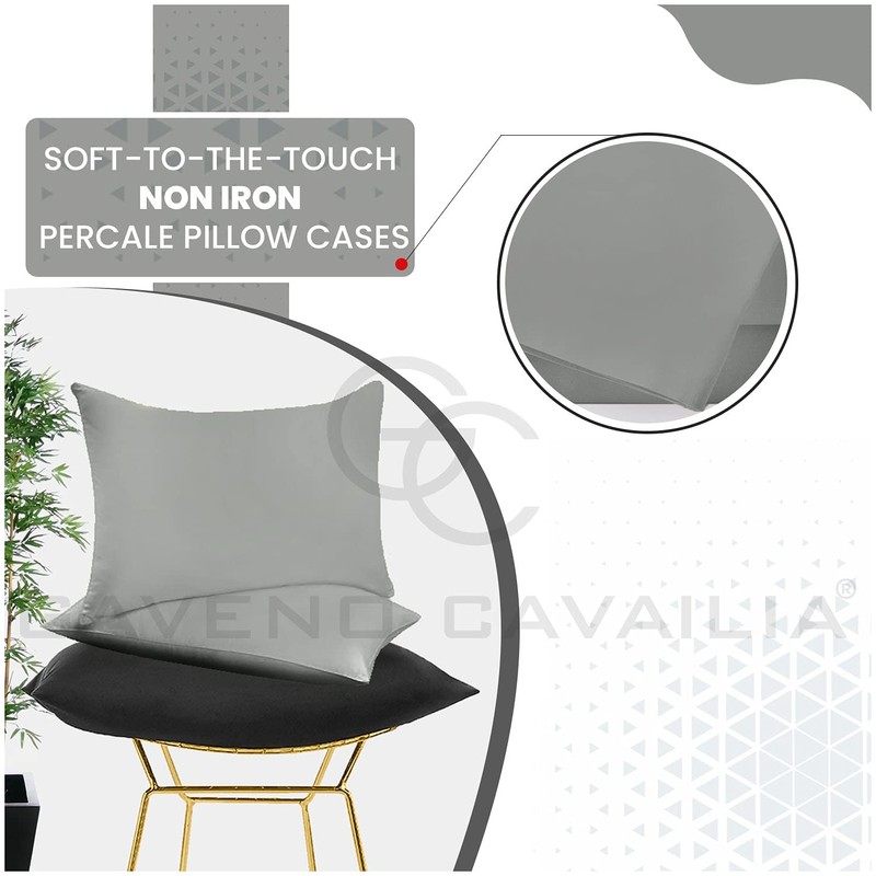 Percale Housewife Pillow Case Set - Luxury Plain Dyed Polycotton