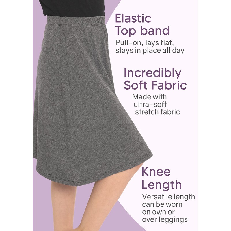 STRETCH IS COMFORT Girl's Knee Length A-Line Skirt Black Large