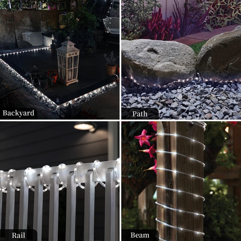 ANJAYLIA Solar Outdoor Rope Lights, 66FT 200 LED Solar Powered