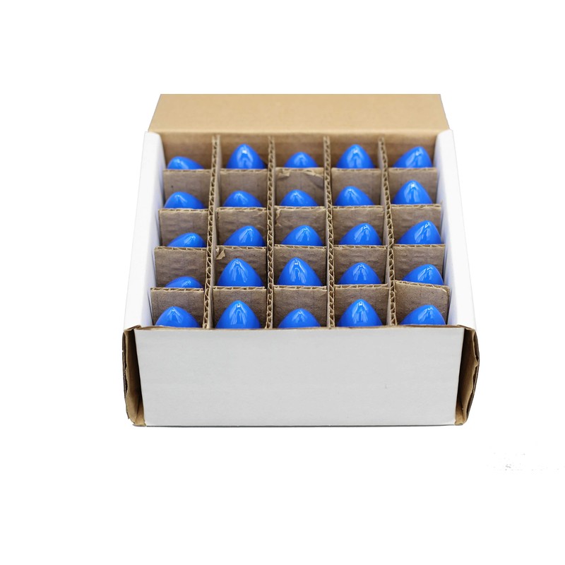 Box of 25 Light Bulbs -C7, Steady Burning - Opaque