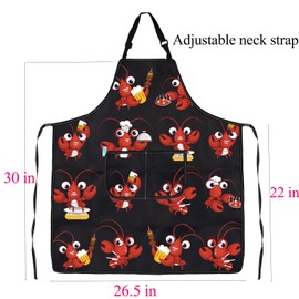 ENSIANTH Crayfish Apron Crayfish Lover Gifts Red Lobster Apron Crayfish Cooking Kitchen Chef BBQ Grill Apron with Pocket (24625 Crayfish Apron)