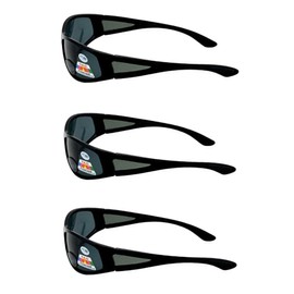 3 Pair Polarized Outdoor Reading Bifocal Sunglasses with Side Protection Lenses, 3 Black + 2.00