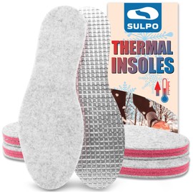 SULPO 3 Pairs of Winter Insoles Men and Women - Soft 6 mm Felt Insoles - Warm Insoles Shoes Men and Women - Thermal Shoe Insoles for Cold Weather - 35-46 EU