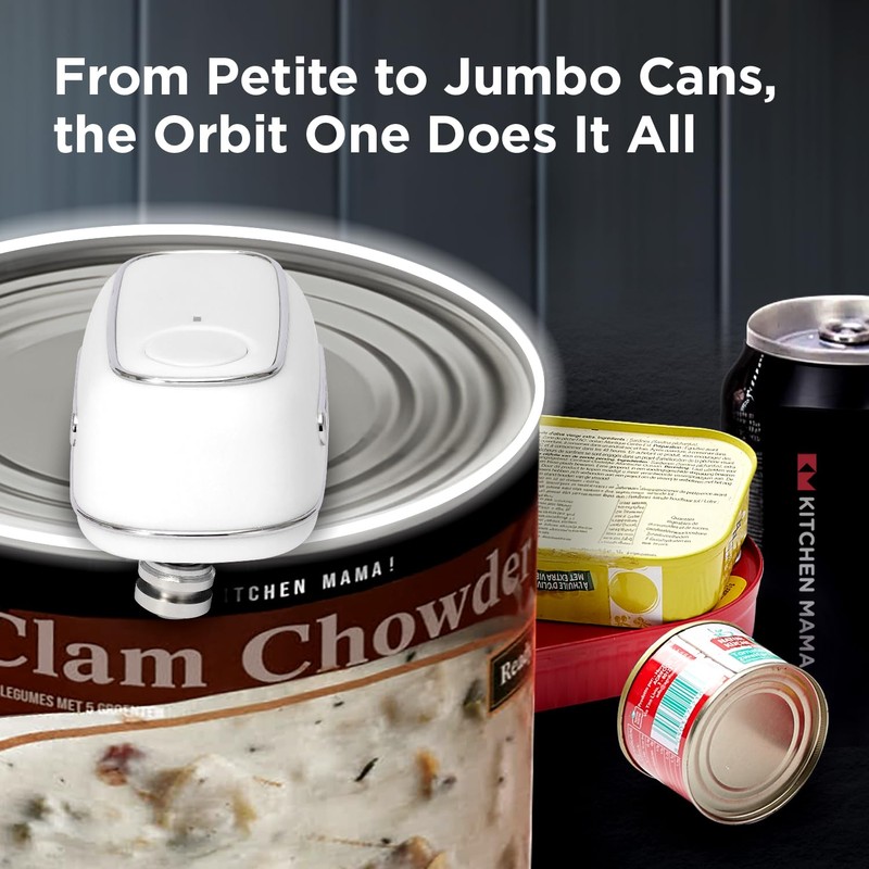 Kitchen Mama Orbit One Rechargeable Electric Can Opener: Hands-free, USB-C