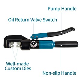 Hydraulic Crimping Tool - 1/8” Wire Rope Crimping Tool with 9 Die Sets (12 AWG to 2/0 AWG) for Battery/Welding Cables & Electrical Wires