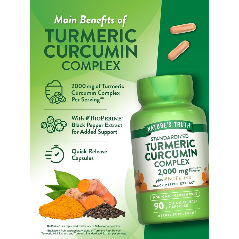 Nature's Truth Turmeric Curcumin with Black Pepper Herbal Supplement 90