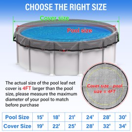 24FT Pool Leaf Net Cover Round Pool Net Cover for Above Ground Pool,110g/m² Heavy Duty Pool Cover with Winch and Cable for Leaves and Debris