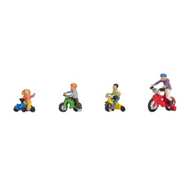 NOCH H0 Figures Models "Children on Children's Bikes", Moving Figures Made of Plastic, H0 Scale for Realistic Miniature Scenes