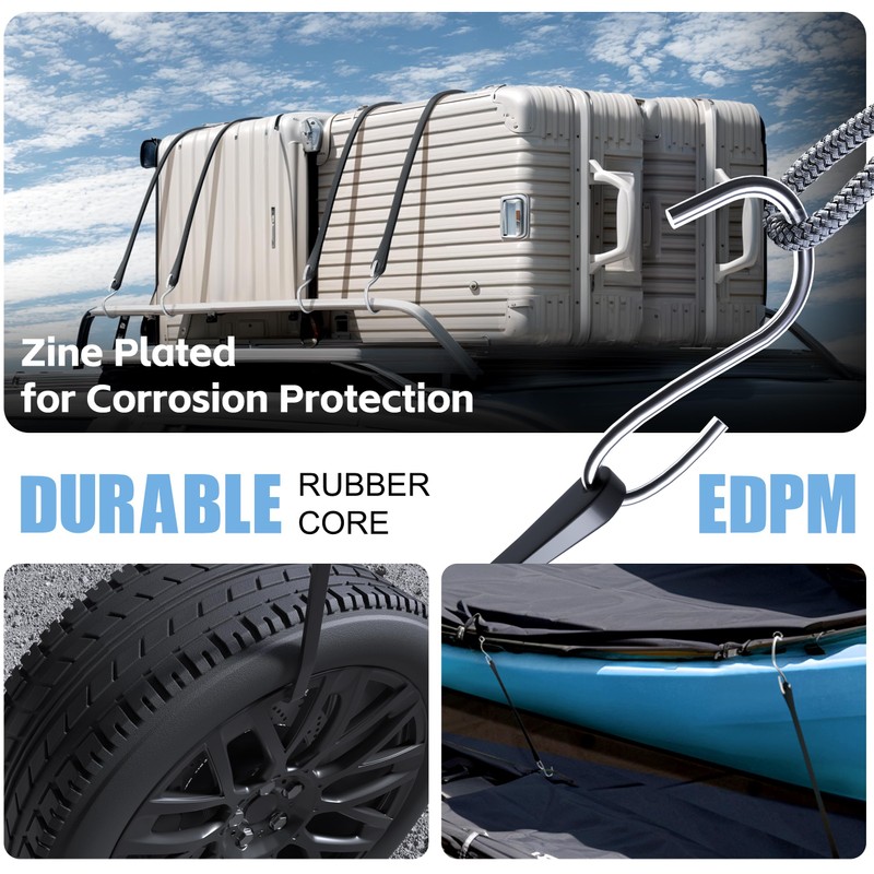 KJE 20Pack (10'', 15", 21", 31") Rubber Bungee Cords with