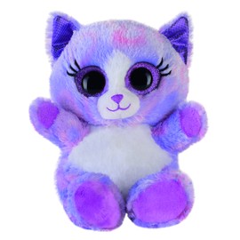 Bauer Spielwaren Heinrich Bauer_14241 Blickfänger Glitter Lashy Katze Plüschtier: Kuscheltier mit Glitzer-Katzen-Augen, ideal auch als Smartphone-Halter, 15 cm, lila -14241