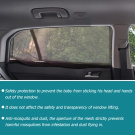 XINLIYA 2PCS Car Window Shades, Stretchable Breathable Auto Sunscreen for Back Window UV Rays Protection, Mesh Vehicle Rear Side Window Sunshades, Universal for SUV, Truck, RV