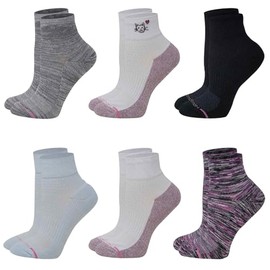 Dr. Motion Compression Quarter Socks For Women With Enhanced Cushion And Breathable Arch Support 6 Pairs (Assorted #4)