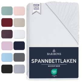 Fitted Sheet 90 x 200 cm - Brushed Polyester Microfibre 35 cm Deep Pocket Fitted Sheet Oeko-Tex Certified Bed Sheet Duvet Cover for Box Spring Bed Thick Mattresses - White 90 x 200 cm